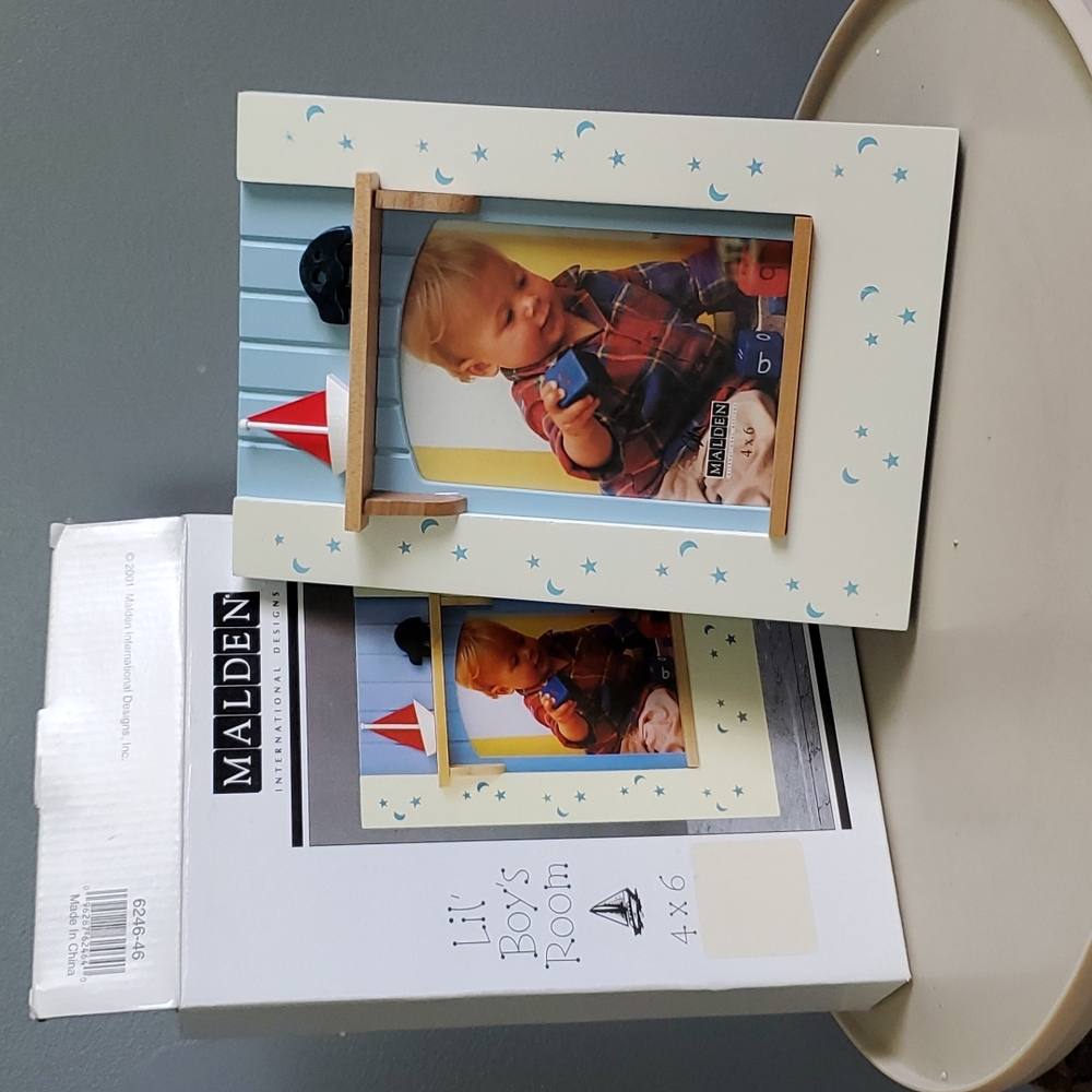 Malden, Lil' Boy's Room, 4x6 picture frame, sailboat, car, decor, nursery, baby